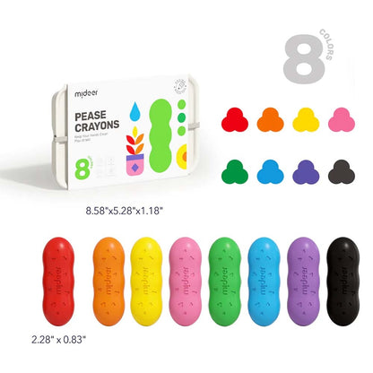 Mideer - Pea Beeswax Crayons - 8 Colours