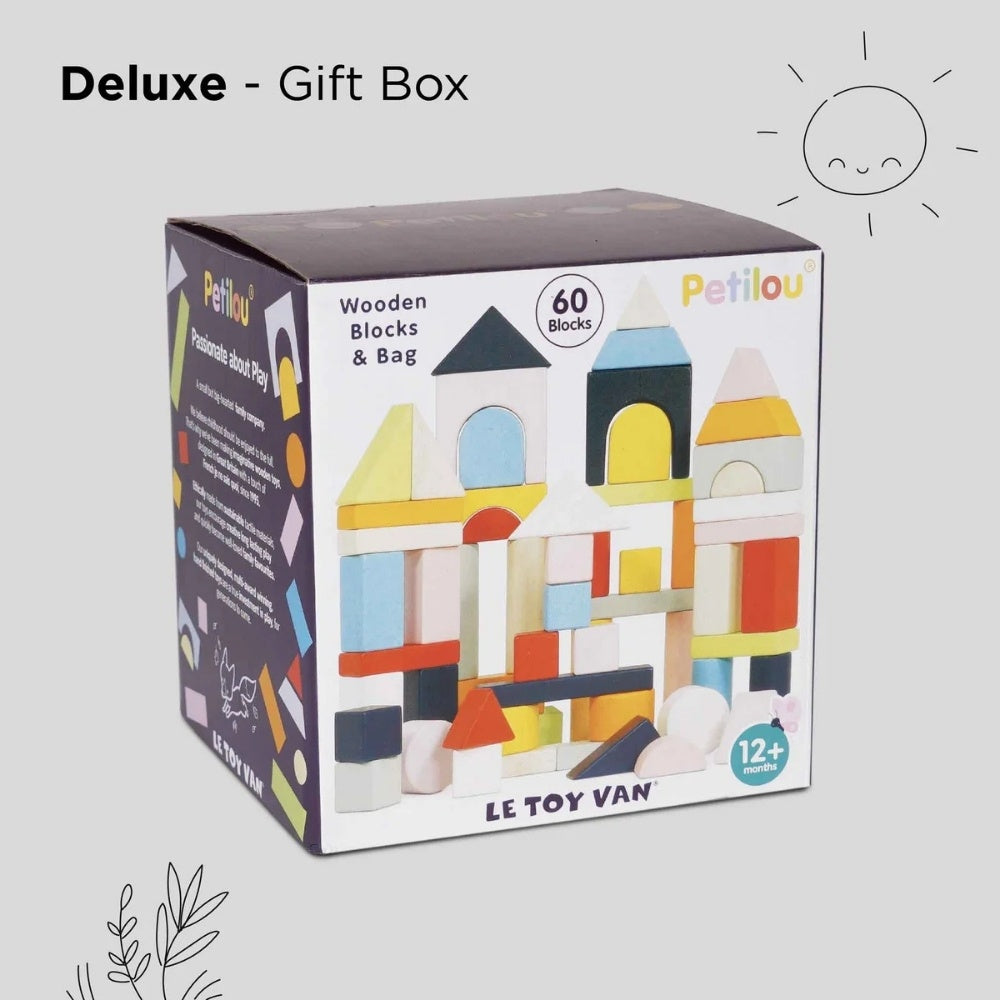 Le Toy Van - Colourful Wooden Building Blocks - 60pcs