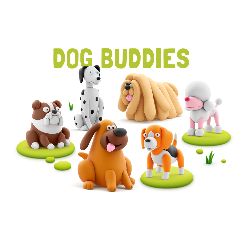 Hey Clay - Modelling Air-Dry Clay with Fun Interactive App - Poodle Poppy, Series Dog Buddies, 3 cans