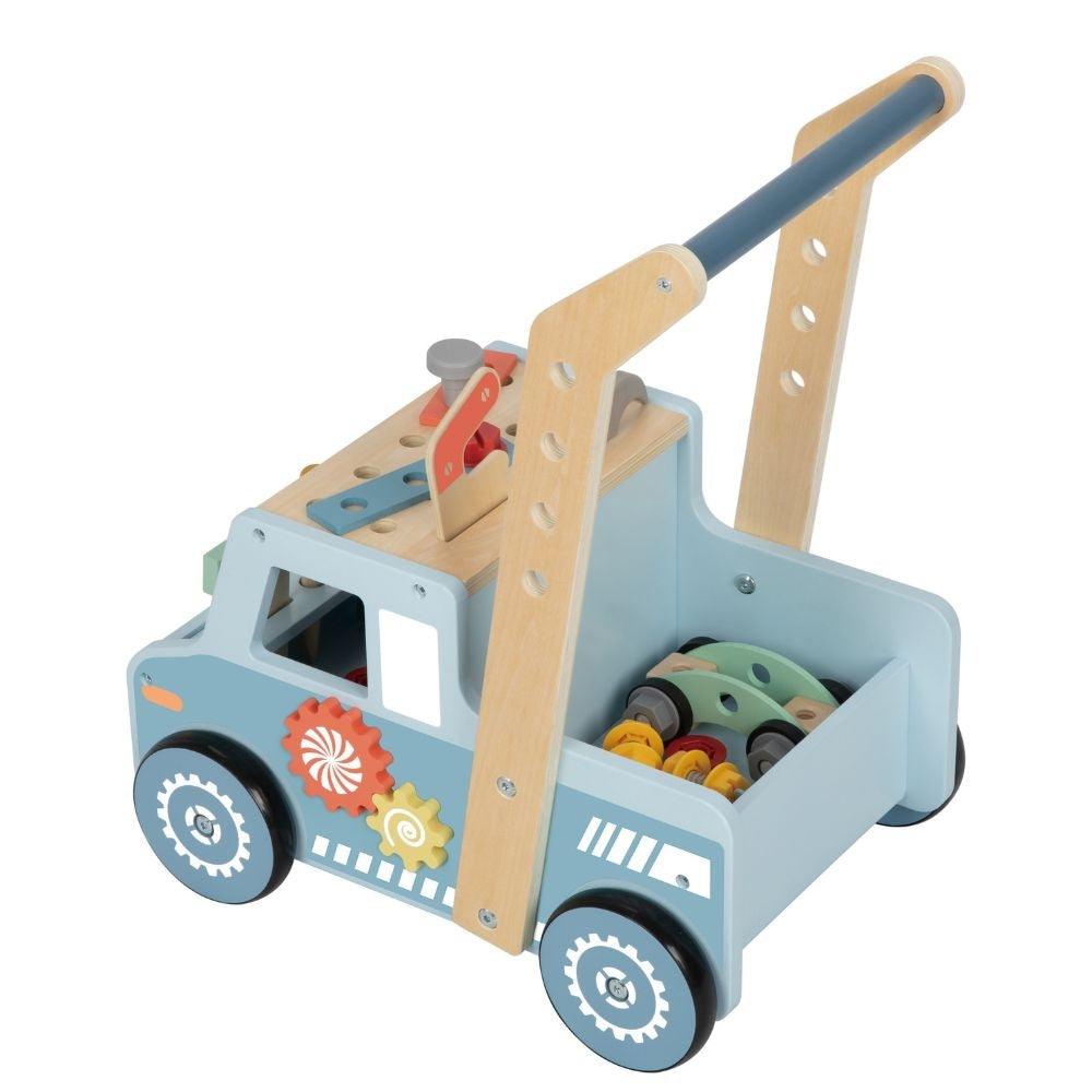 TookyToy - 2-in-1 Wooden Tool Bench & Baby Walker - 46 Pieces