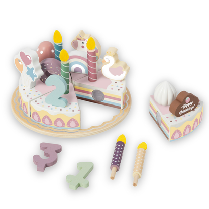 TookyToy - Pretend Play Rainbow Birthday Cake Toy Set