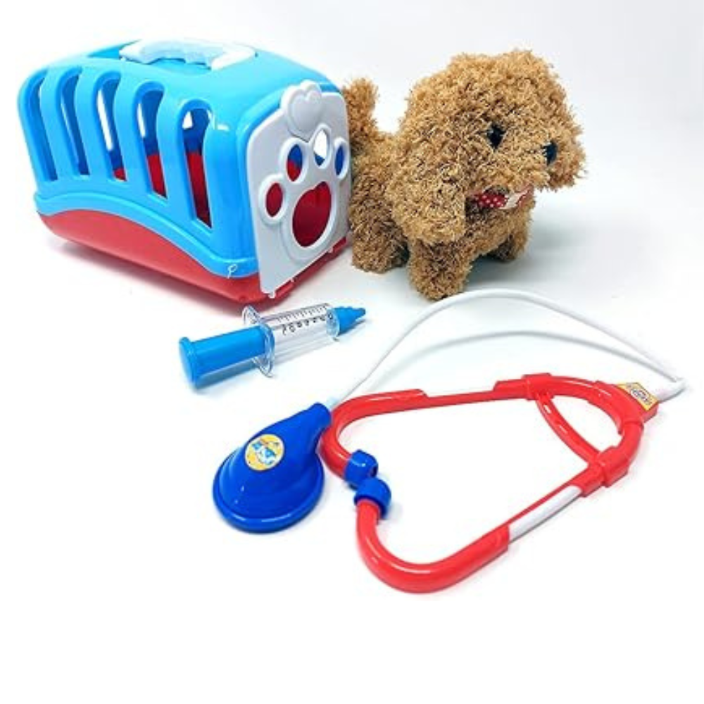 Cogo - Pretend & Play Electric Dog Care Kit with Pet Vet Accessories - Brown Dog