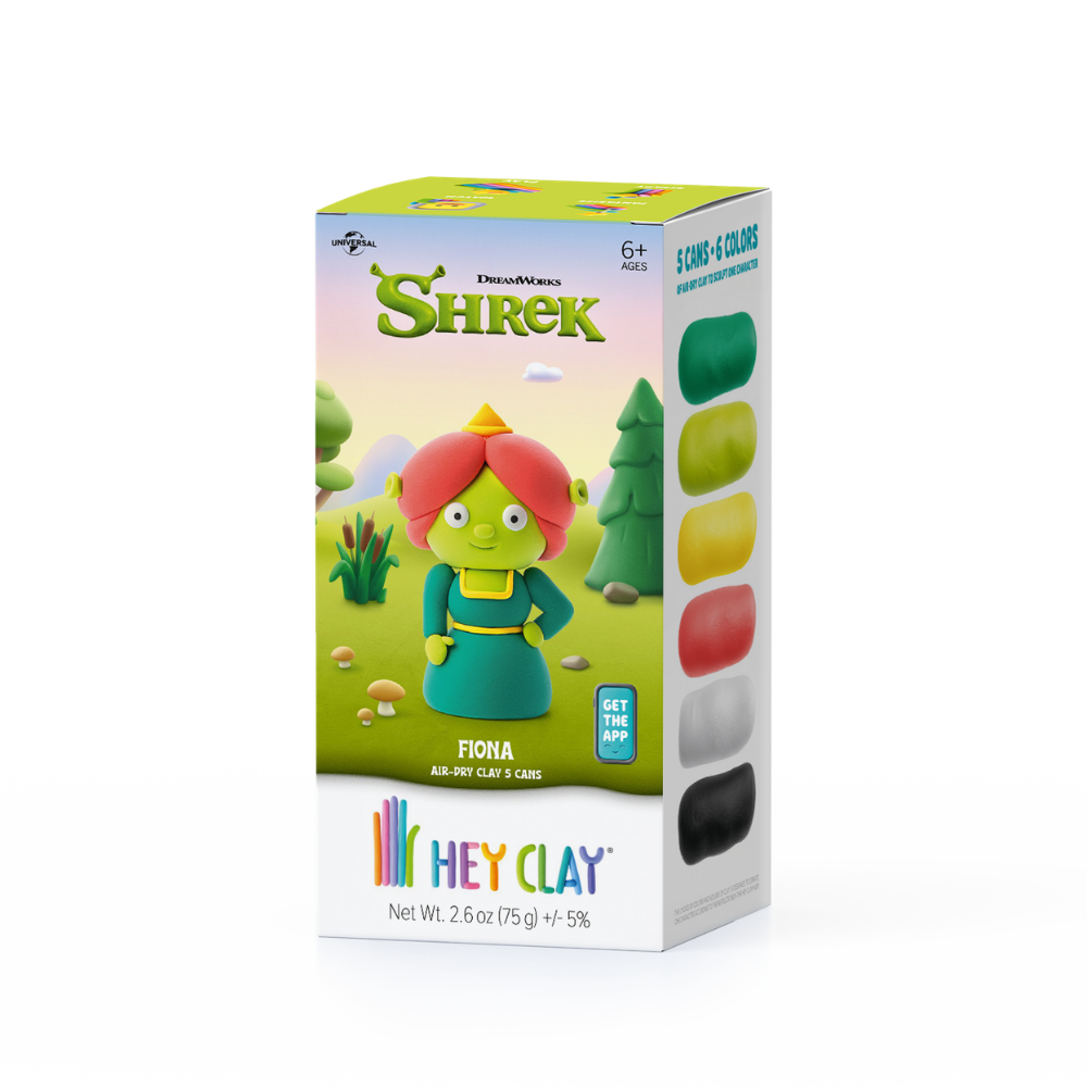 Hey Clay - Modelling Air-Dry Clay with Fun Interactive App - Fiona, Series Shrek, 5 cans