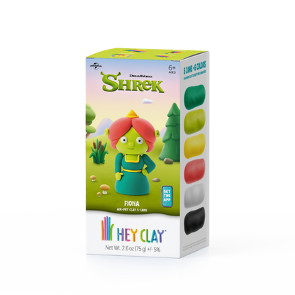 Hey Clay - Modelling Air-Dry Clay with Fun Interactive App - Fiona, Series Shrek, 5 cans