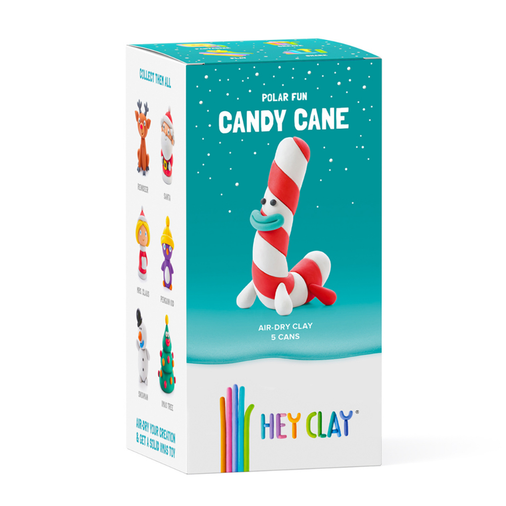 Hey Clay - Modelling Air-Dry Clay with Fun Interactive App - Candy Cane, Christmas Series, 5 cans