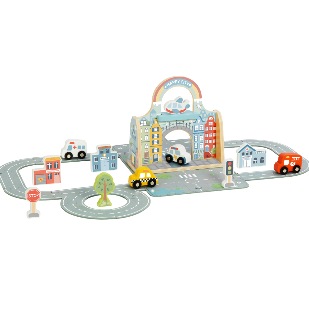TookyToy - Pretend Play Story Box: City Toy Set in Carry Case