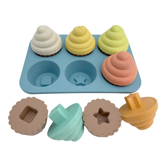 Mingli Toys - Shape Sorter Cupcake Set - Eco-friendly Educational Toy - 13 Pieces
