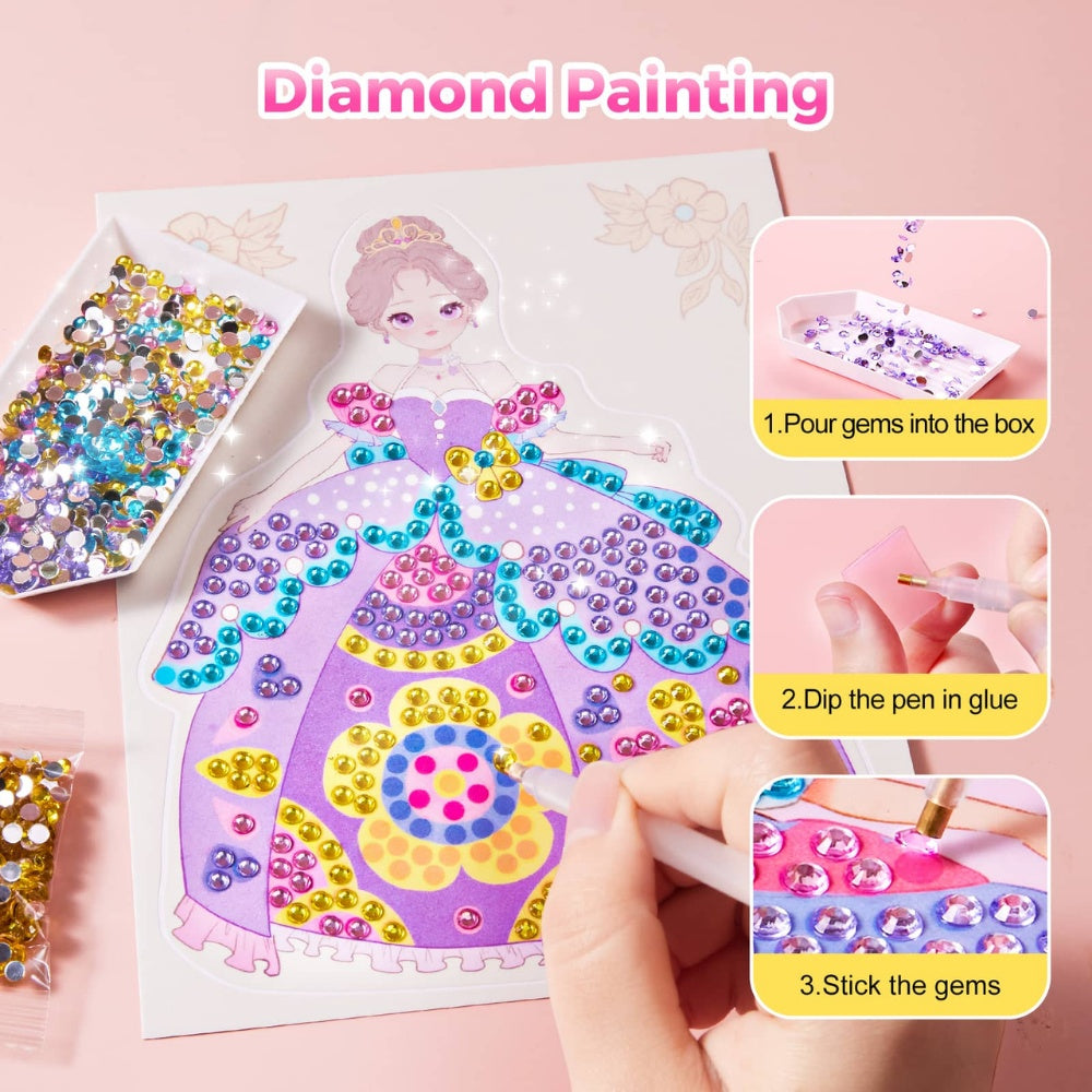 Jar Meló - 4-in-1 Makeup and Dress Up Arts & Crafts Book Set: Princess Glam