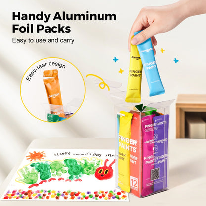 Jar Meló - Colour Burst Finger Paint Set - 12 Colours for Kids Art & Sensory Play