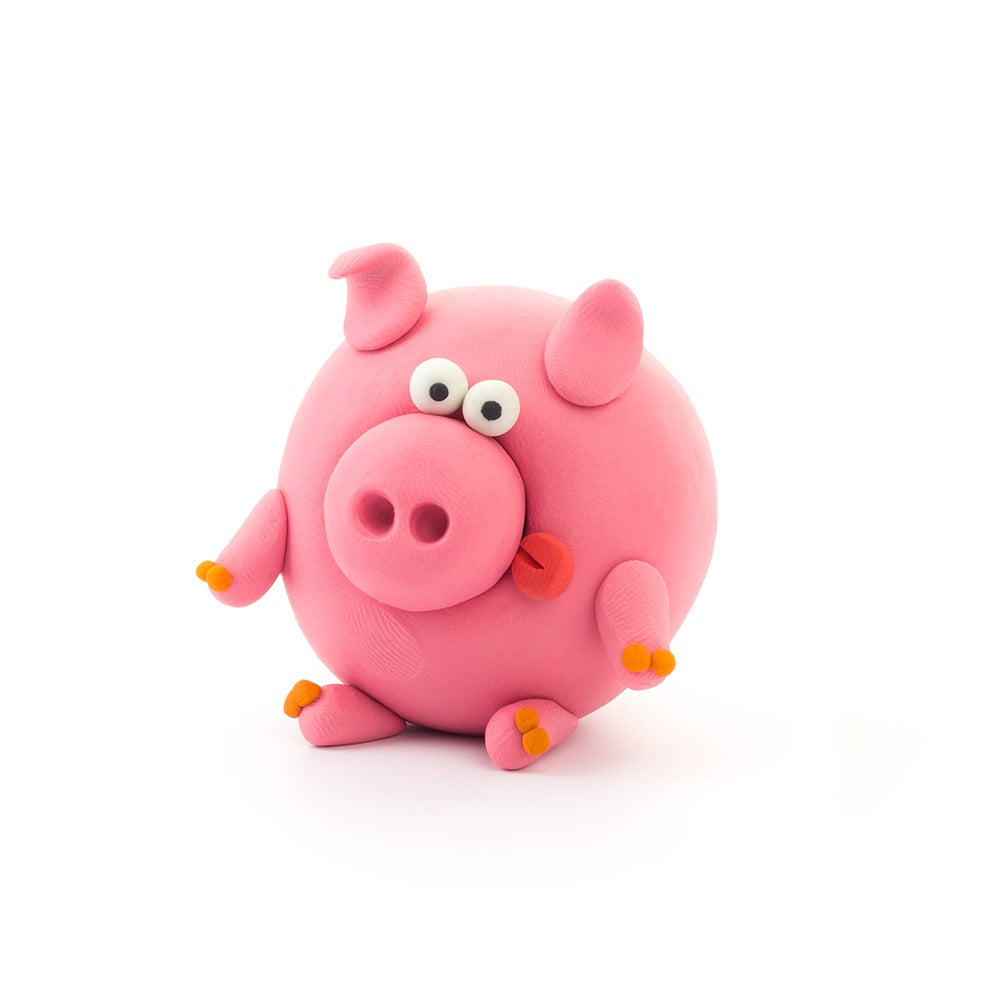 Hey Clay - Modelling Air-Dry Clay with Fun Interactive App - Piggy, series Animals, 3 cans