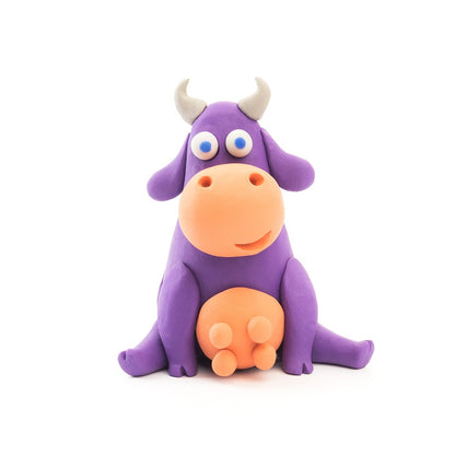 Hey Clay - Modelling Air-Dry Clay with Fun Interactive App - Cow, series Animals, 3 cans