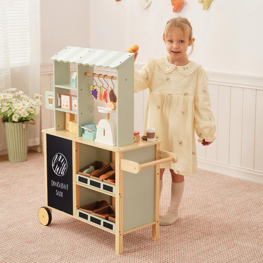 TookyToy - Pretend Play Wooden Grocery Store with Accessories