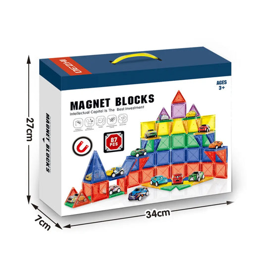 Cogo - Magnetic Tiles with Cars Set - 87 Pieces COGO