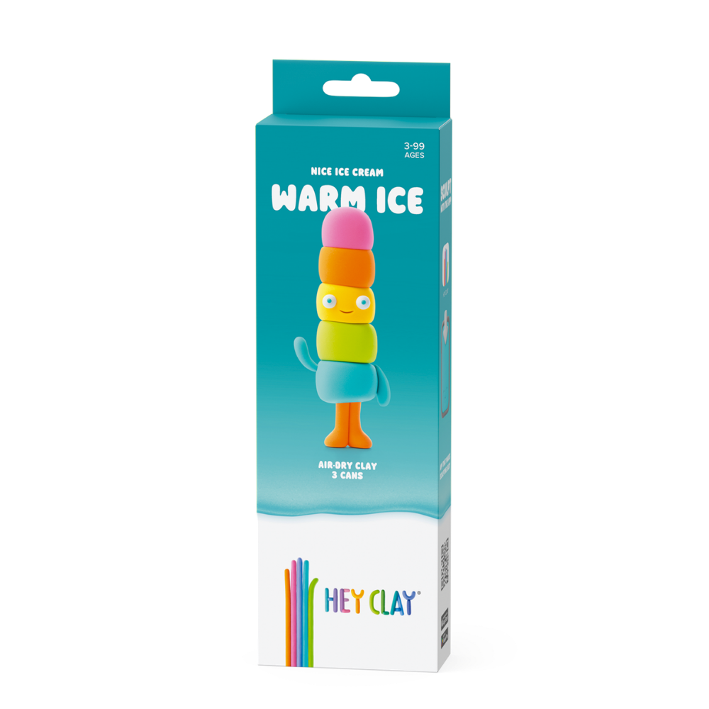 Hey Clay - Modelling Air-Dry Clay with Fun Interactive App - Warm Ice, Series Nice Ice Cream, 3 cans