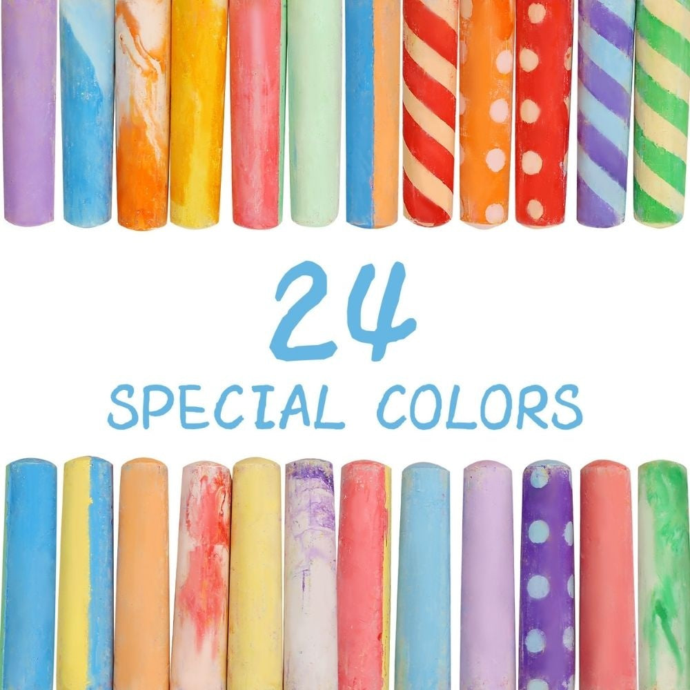 Jar Meló - Jumbo Sidewalk Chalk with Holders - 24 Colour Washable Kit