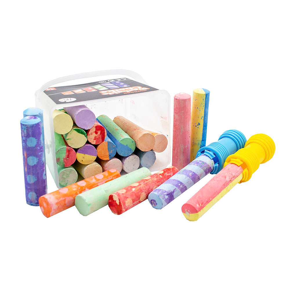 Jar Meló - Jumbo Sidewalk Chalk with Holders - 24 Colour Washable Kit