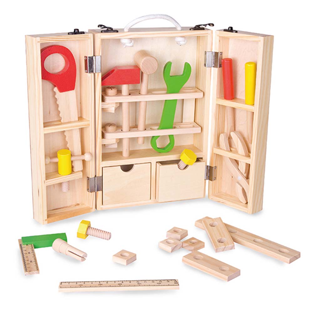 Classic World - Pretend & Play - Carpenters Toy Set - 30pcs - Wooden Case