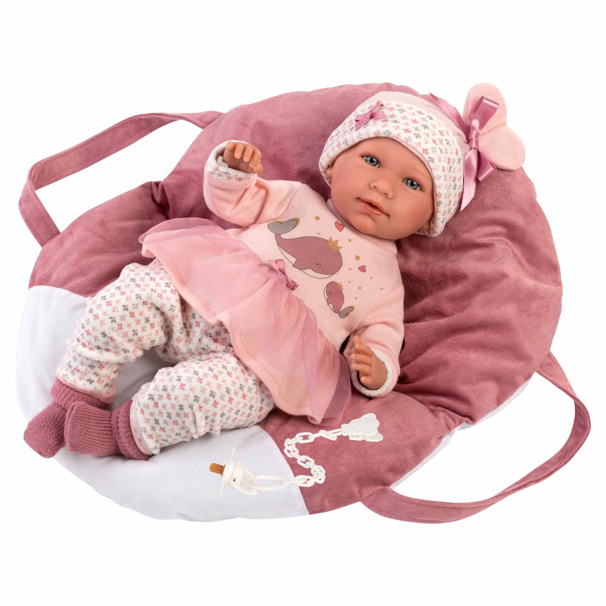 Llorens - Baby Girl Doll with Crying Mechanism, Clothing & Carry Cot: Mimi - 42cm - Motherhood