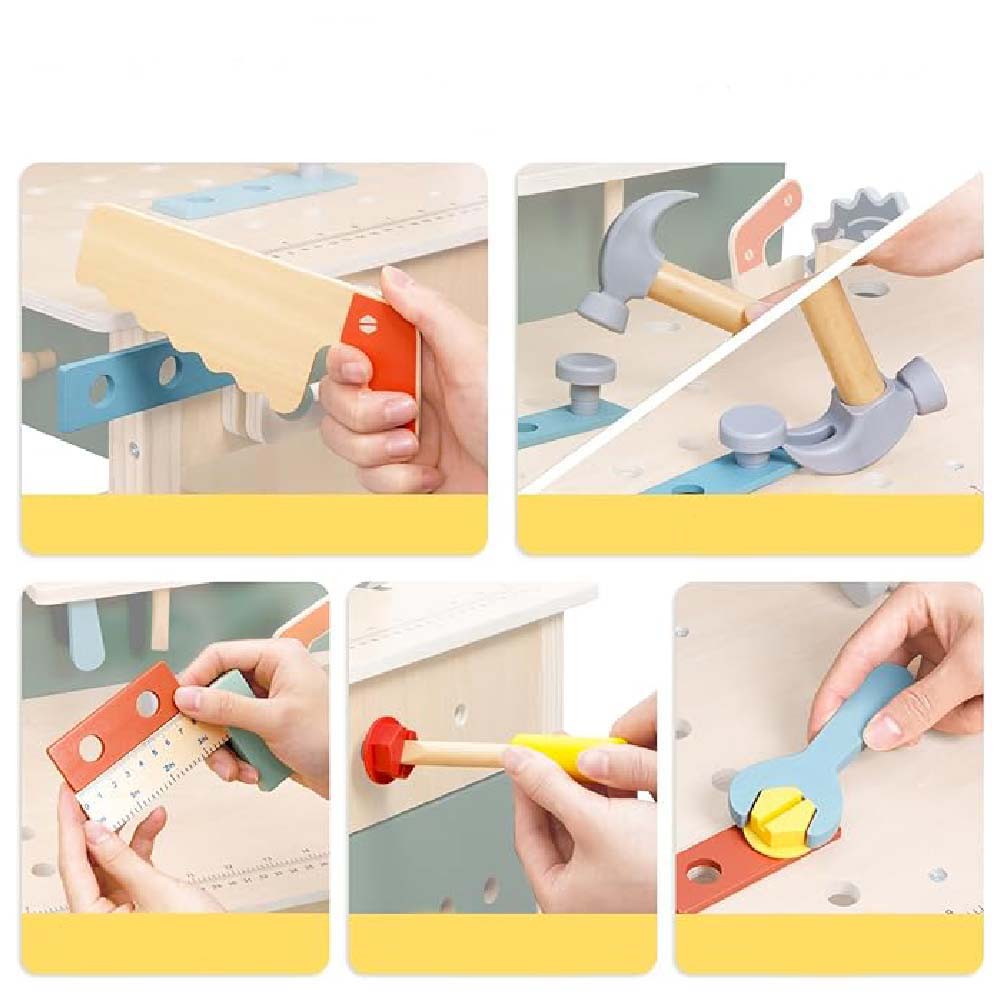 TookyToy - Pretend Play Wooden Workbench Set - Motherhood