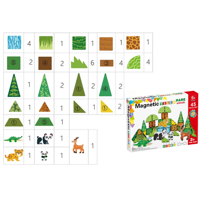 Magnetic Tiles - Wild Animals Set - 45 Pieces