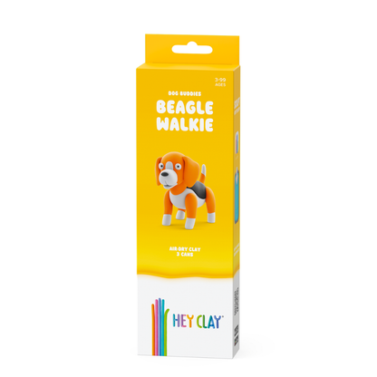 Hey Clay - Modelling Air-Dry Clay with Fun Interactive App - Beagle Walkie, Series Dog Buddies, 3 cans