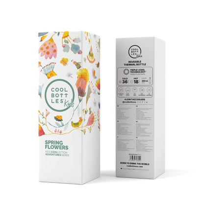 Cool Bottles - Kids Triple-Insulated Water Bottle - Spring Flowers 260ml