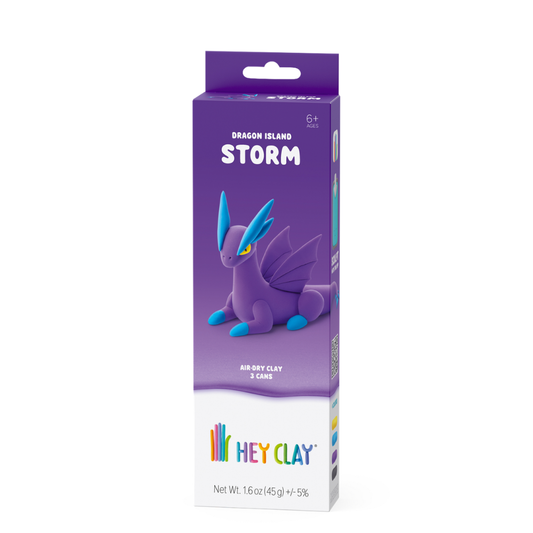 Hey Clay - Modelling Air-Dry Clay with Fun Interactive App - Storm, Series Dragon Island, 3 cans