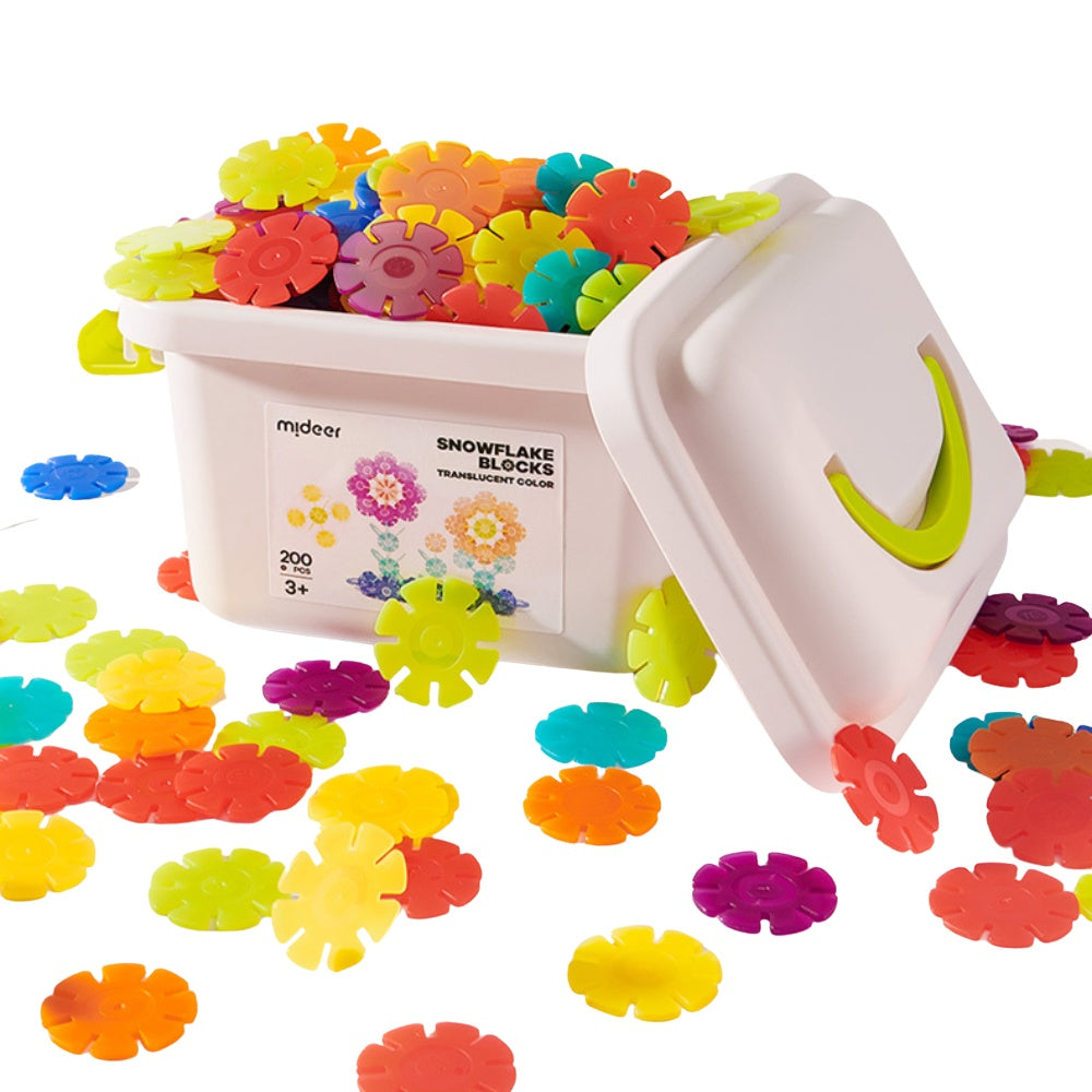 Mideer - Translucent Colour Snowflake Blocks - 200 Piece Building Set