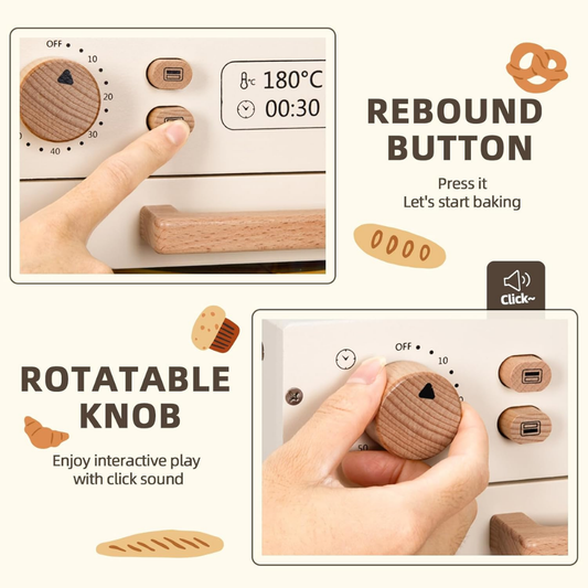 TookyToy - Pretend Play Wooden Oven Toy Playset