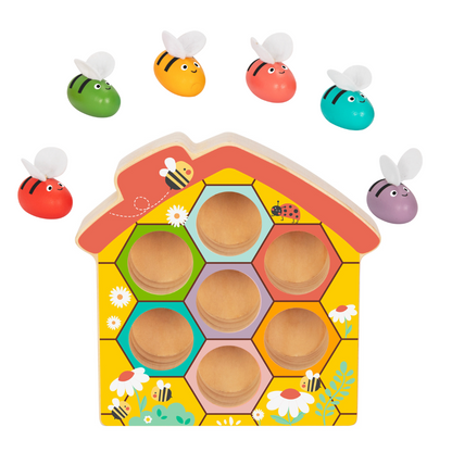 hi Pando - Wooden Color Sorter - Beehive Themed - 9pcs