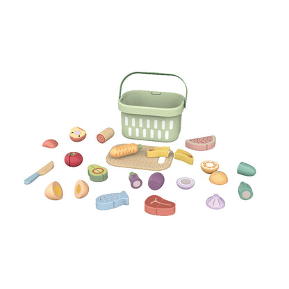 TookyToy - Wooden Cutting Food Play Set in Portable Storage Box - 31 Pieces - Motherhood