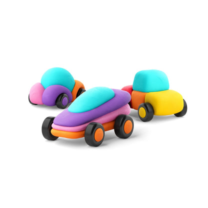 Hey Clay - Modelling Air-Dry Clay with Fun Interactive App - Happy Cars, series Motors, 6 cans-**