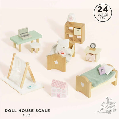 Le Toy Van - Pretend & Play - Dolls House Furniture: Child's Bedroom - 24pcs