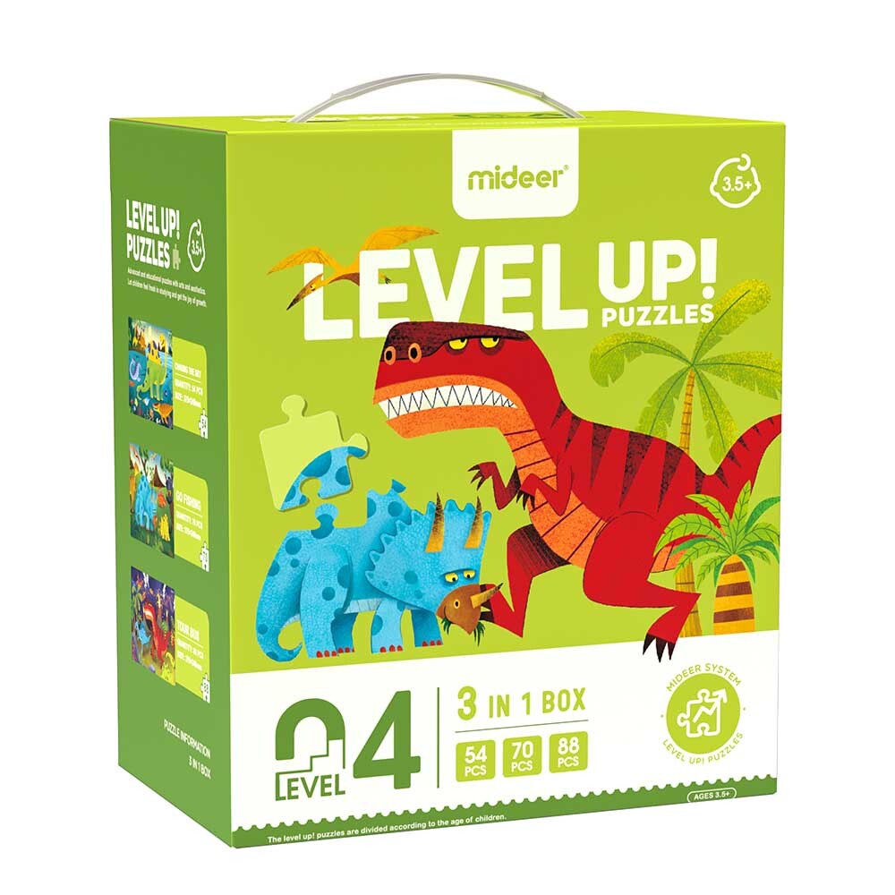Mideer - Level Up Puzzles - 3-in-1 - Level 4 Dinosaur