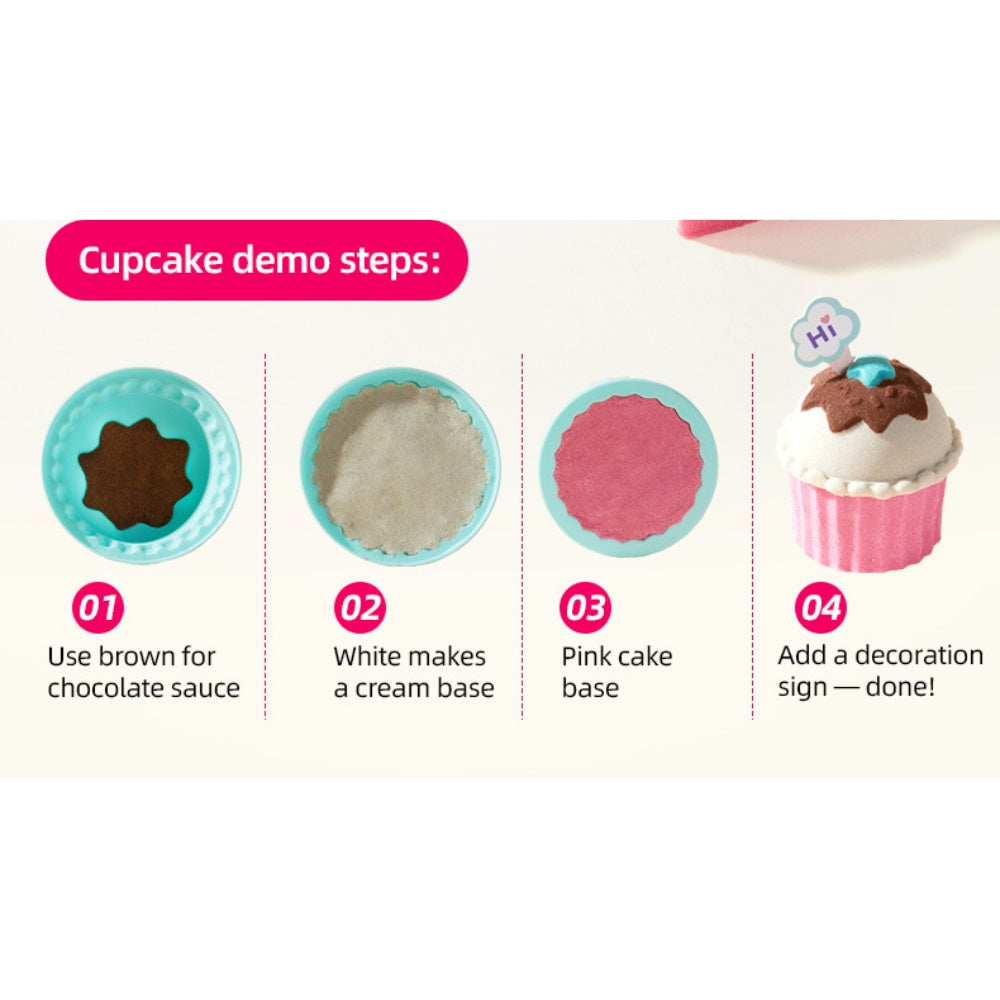 Mideer - Sweet Treat Magic Sand Play Set: 1kg Kinetic Sand with Sensory Bin, Moulds & Tools