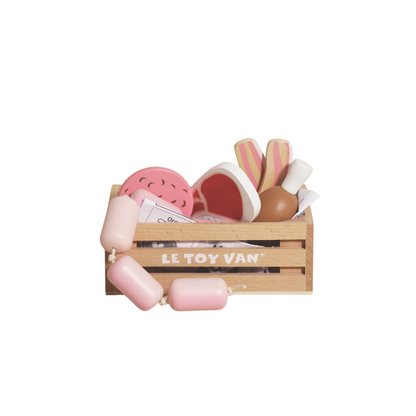 Le Toy Van - Wooden Butchers Meat Food Crate - 7pcs