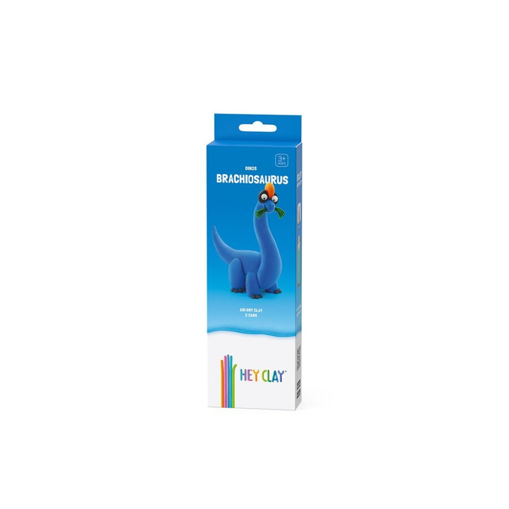 Hey Clay - Modelling Air-Dry Clay with Fun Interactive App - Brachiosaurus, series Dinos, 3 cans