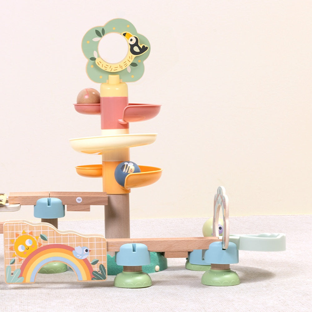 TookyToy - Montessori Multi-Activity Ball Drop Track Toy - 43 Pieces