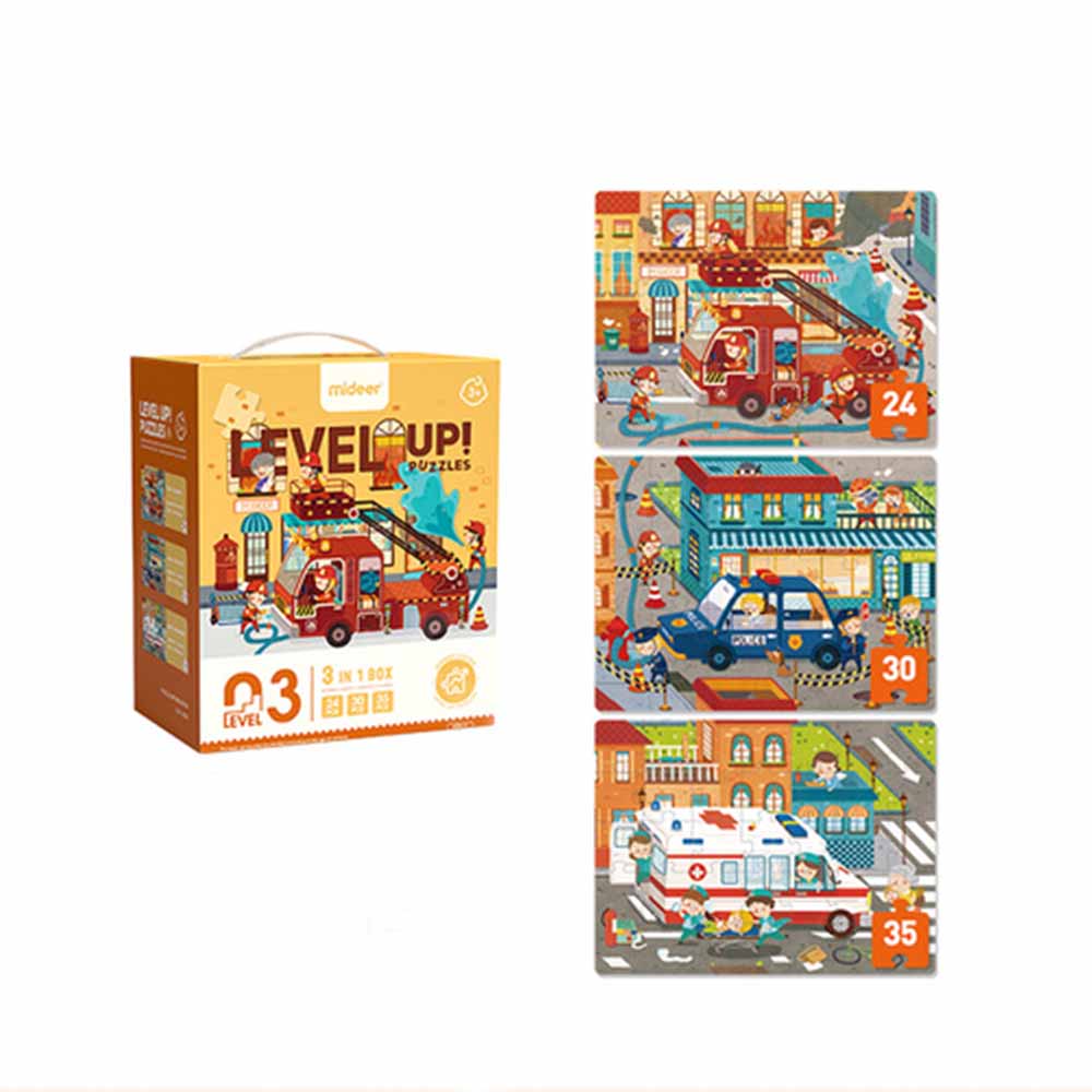 Mideer - Level Up Puzzles - 3-in-1 - Level 3 Fire Brigade