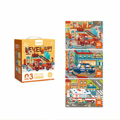 Mideer - Level Up Puzzles - 3-in-1 - Level 3 Fire Brigade