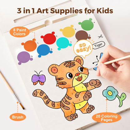 Jar Meló - Watercolour Painting Book - 20 Pages & Paint Brush - Animals