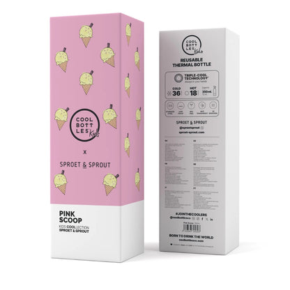 Cool Bottles - Kids Triple-Insulated Water Bottle - SPRT & Pink Scoop 350ml