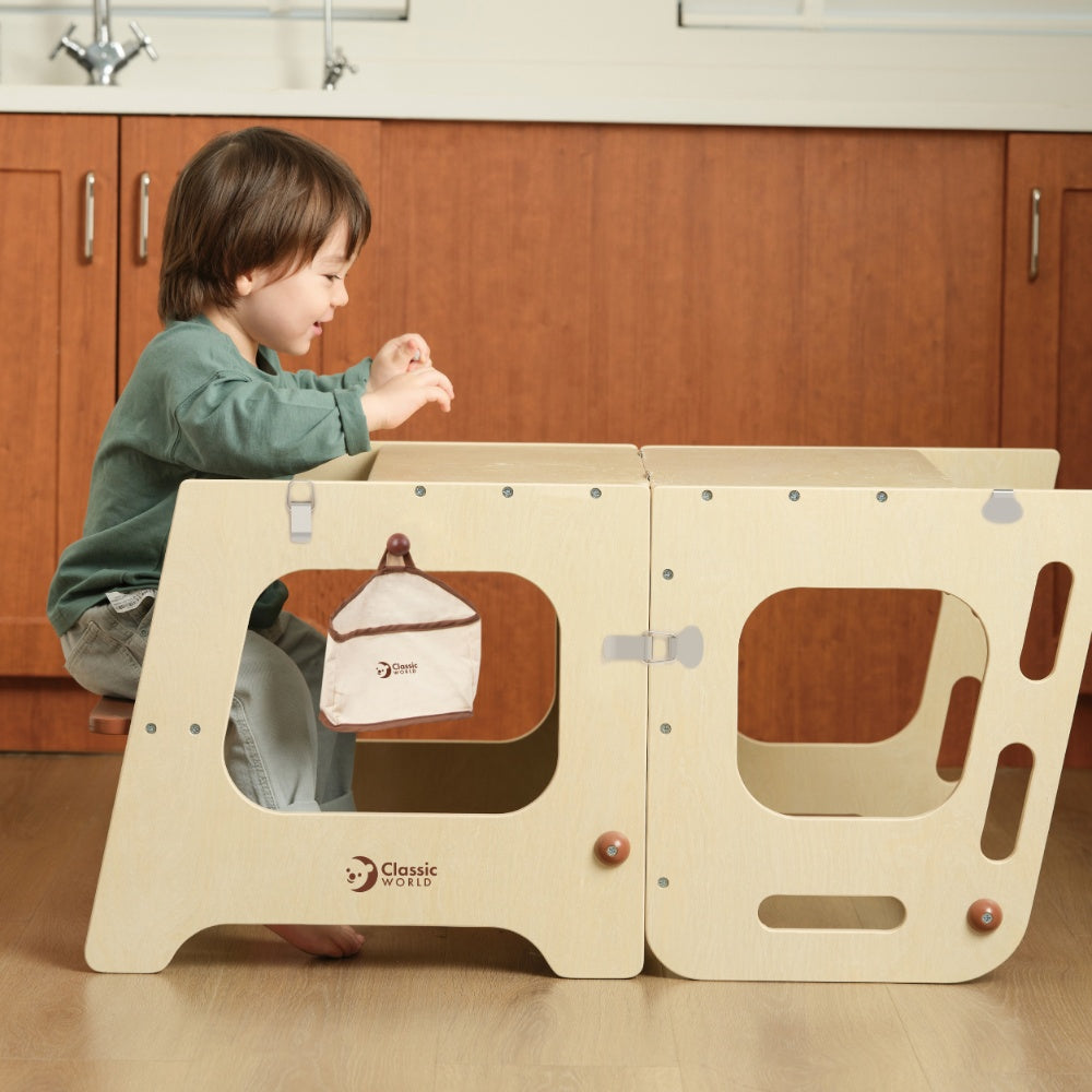 Classic World - 3-in-1 Convertible Helper Tower - Wooden Learning Tower - 48.5 x 51 x 90cm