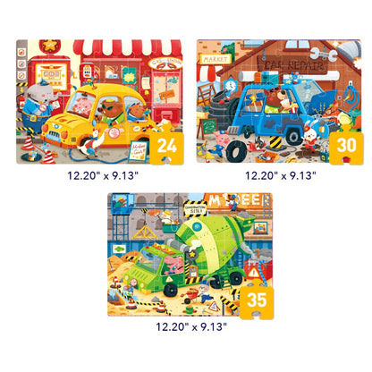 Mideer - Level Up Jigsaw Puzzle for Kids - 3-in-1 - Level 3 City Teamers