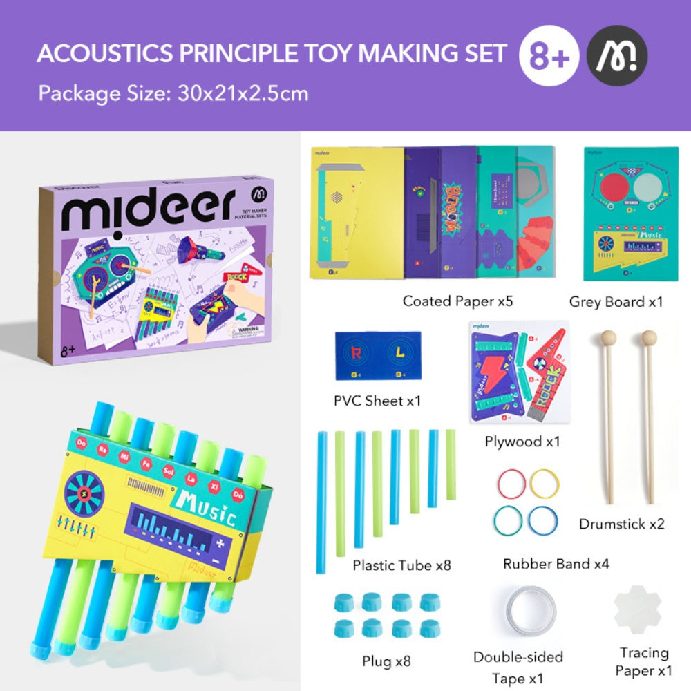 Mideer - DIY Kids Science Kit - Acoustics: Build Your Own Music Instruments