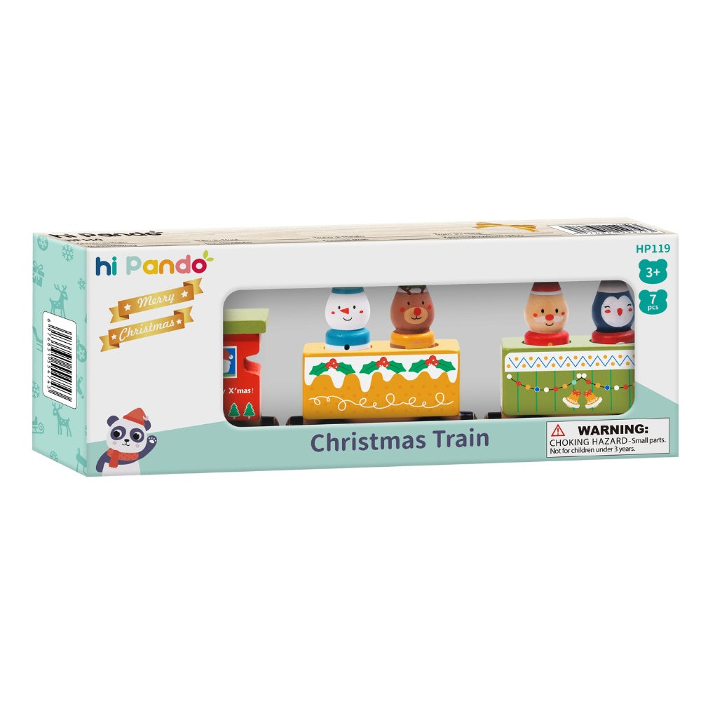 hi Pando - Wooden Magnetic Train Set - Christmas - 7 Pieces