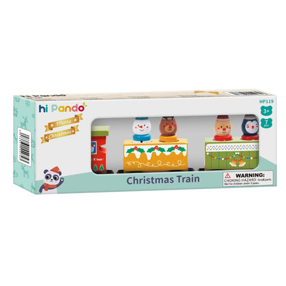 hi Pando - Wooden Magnetic Train Set - Christmas - 7 Pieces