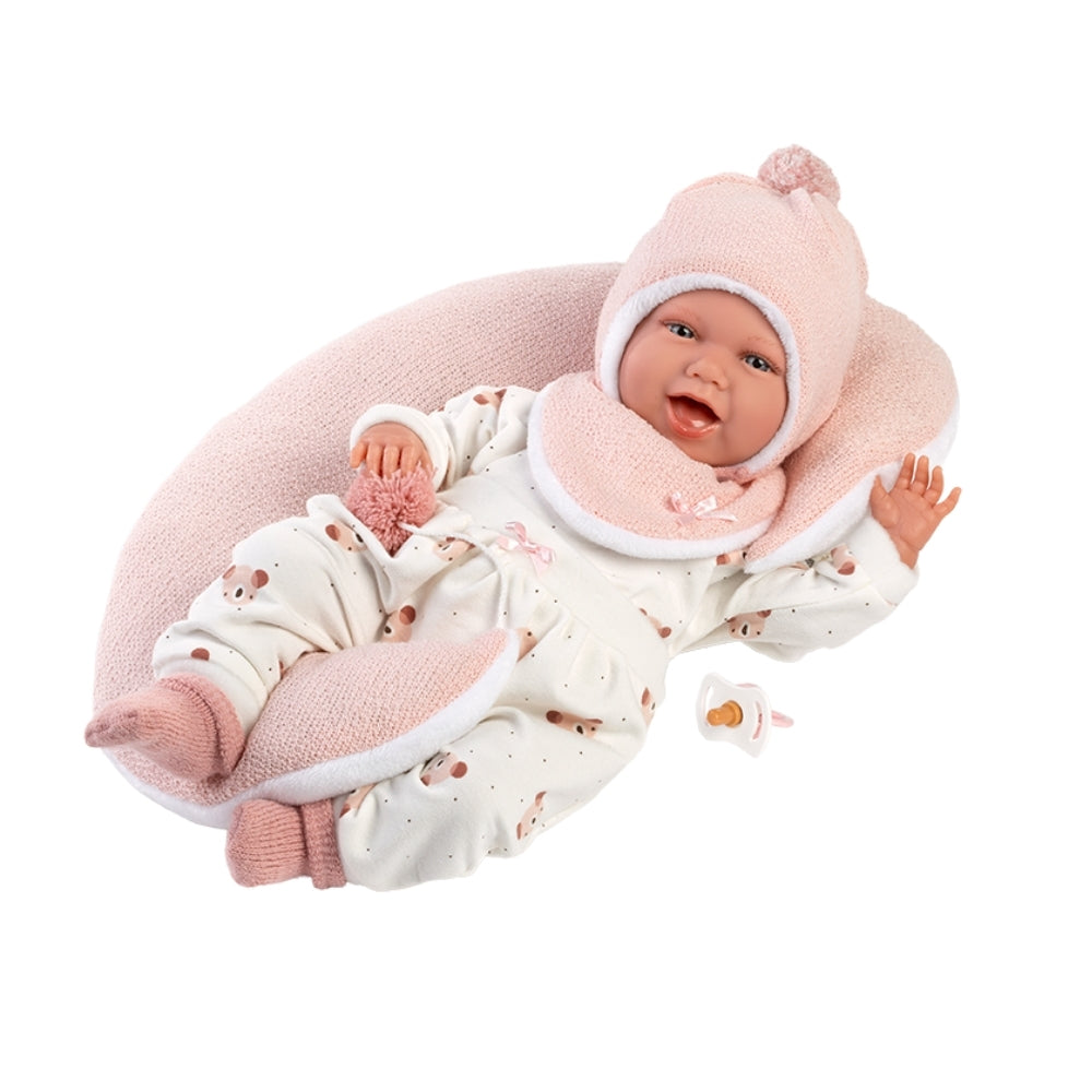 Llorens - Baby Girl Doll with Clothing & Pink Cushion: Mimi - 42cm