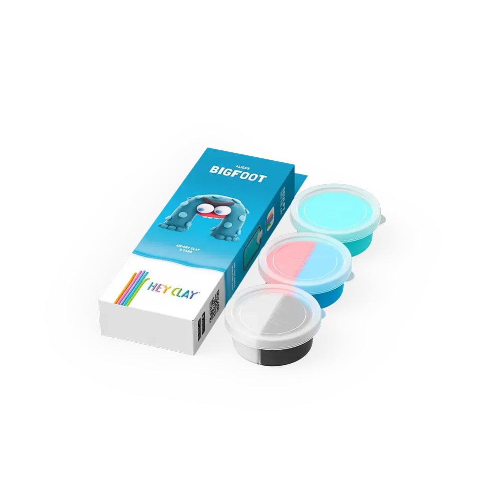 Hey Clay - Modelling Air-Dry Clay with Fun Interactive App - Bigfoot, series Aliens, 3 cans