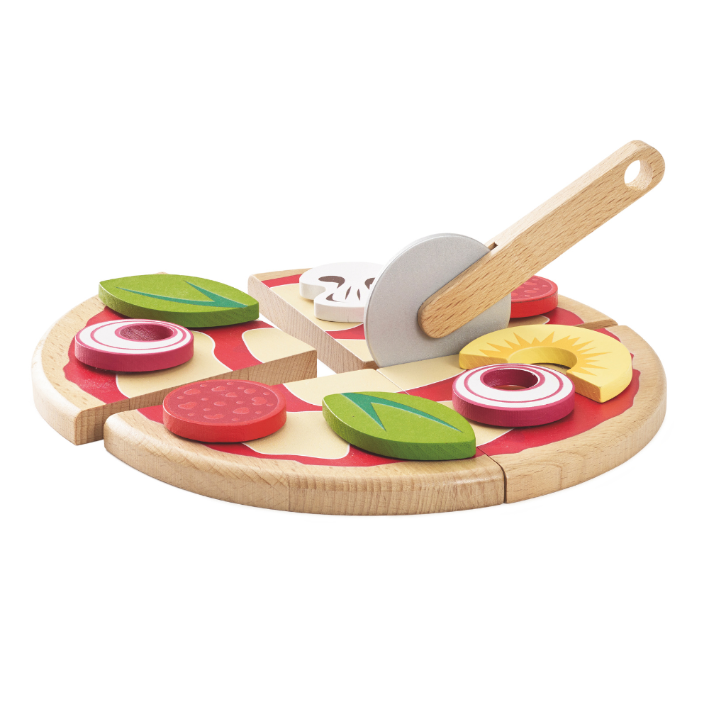 Le Toy Van - Wooden Pizza & Toppings with Slice Cutter - 13pcs